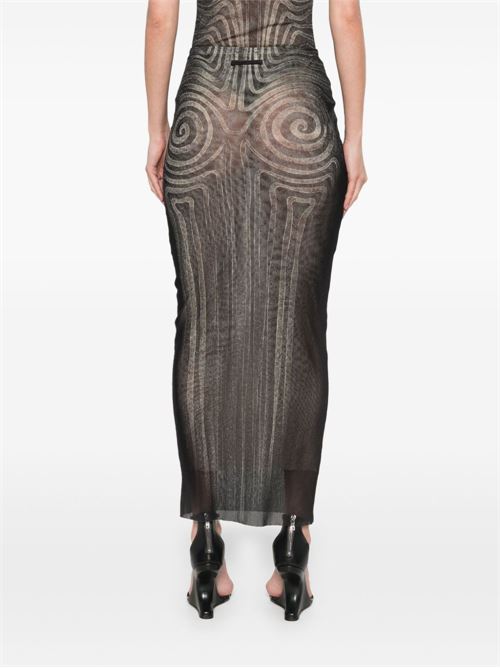 Spiral Printed Mesh Long Skirt JEAN PAUL GAULTIER | 2534FJU166T587000203